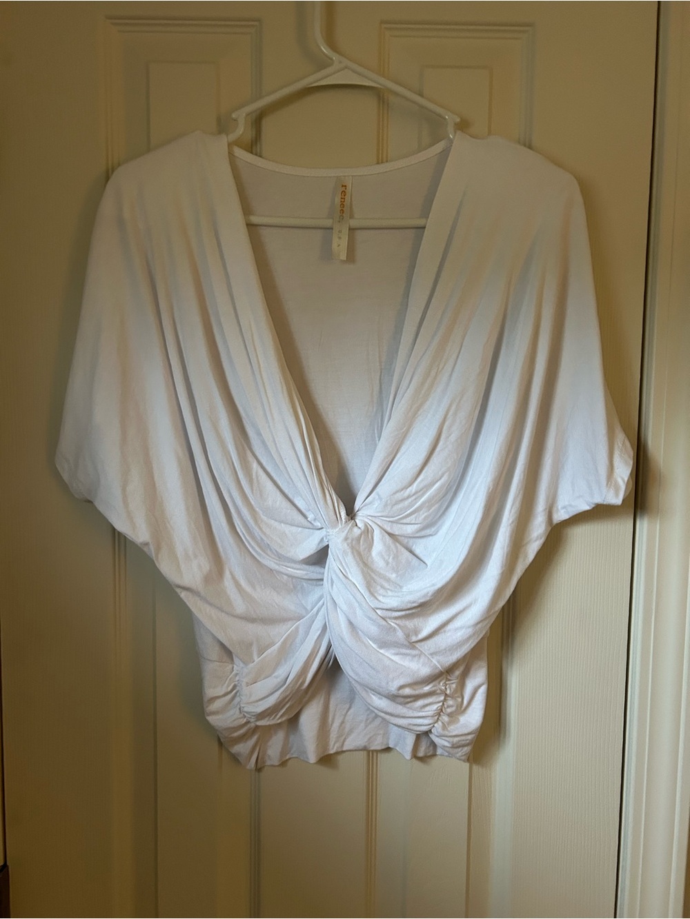 Renee C. White Twist-Knot Draped Blouse